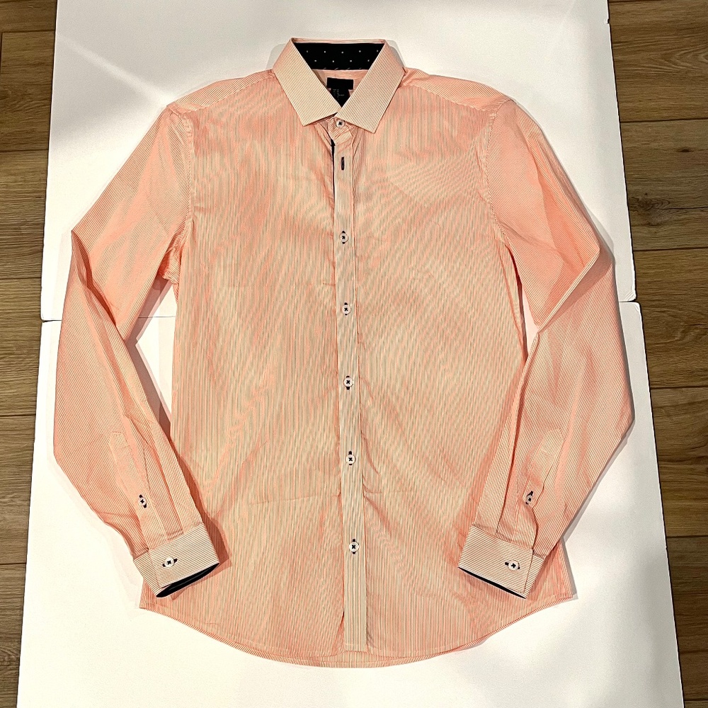 H&M Orange Pin Stripe Men's Button Down Dress Shirt -Size M
